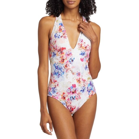 Johnny Was Other - Johnny Was Summer Days Eyelet Cross-Back One-Piece Swimsuit SUMMER DAYS Size L